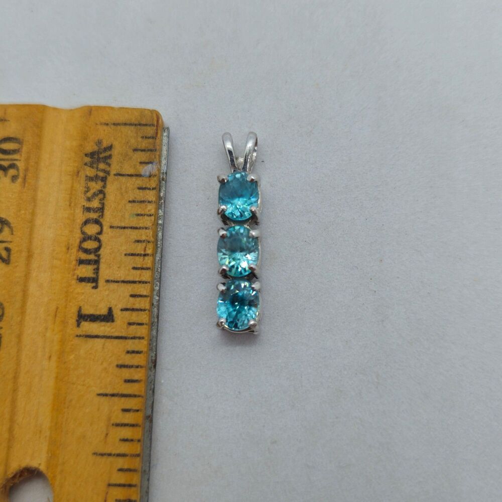 Sterling Silver and 3 Blue CZ Pendant 925